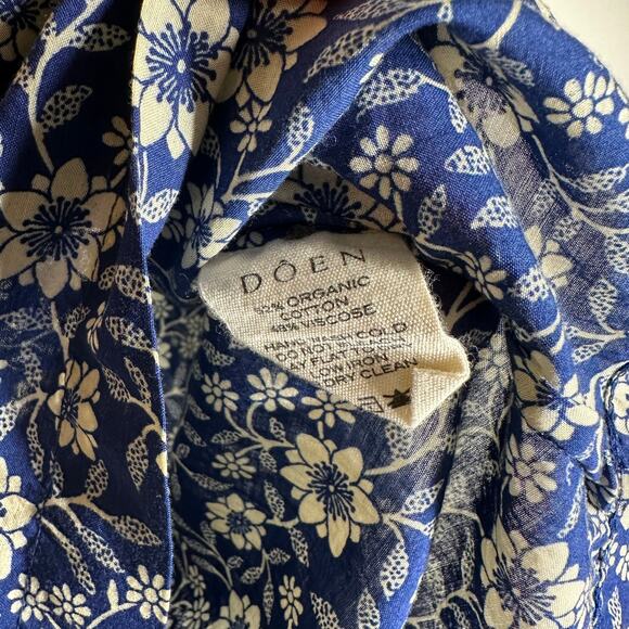 Doen Jane Blouse in Navy Blue Jessamine Calico Floral Jewel Tone Fall Top - Picture 7 of 8